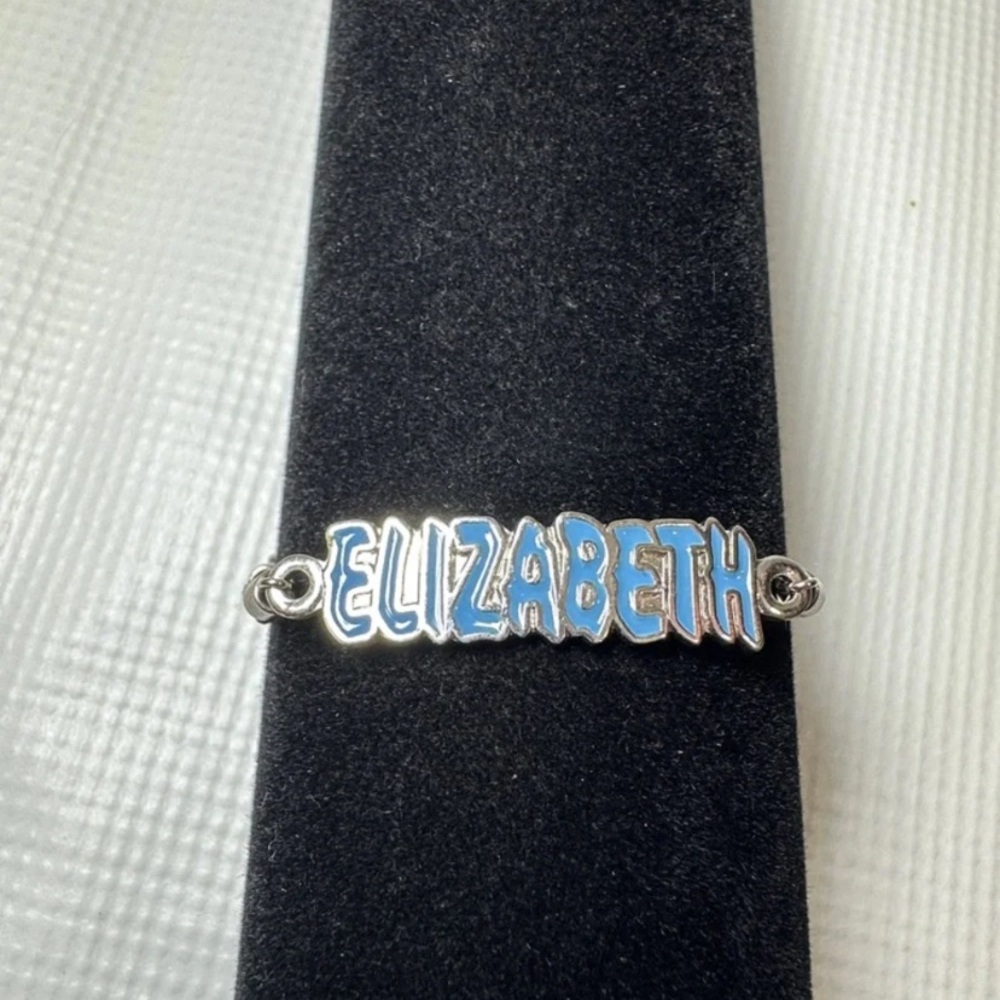 Personalized "Elizabeth" Name Bracelet in Light Blue and Silver